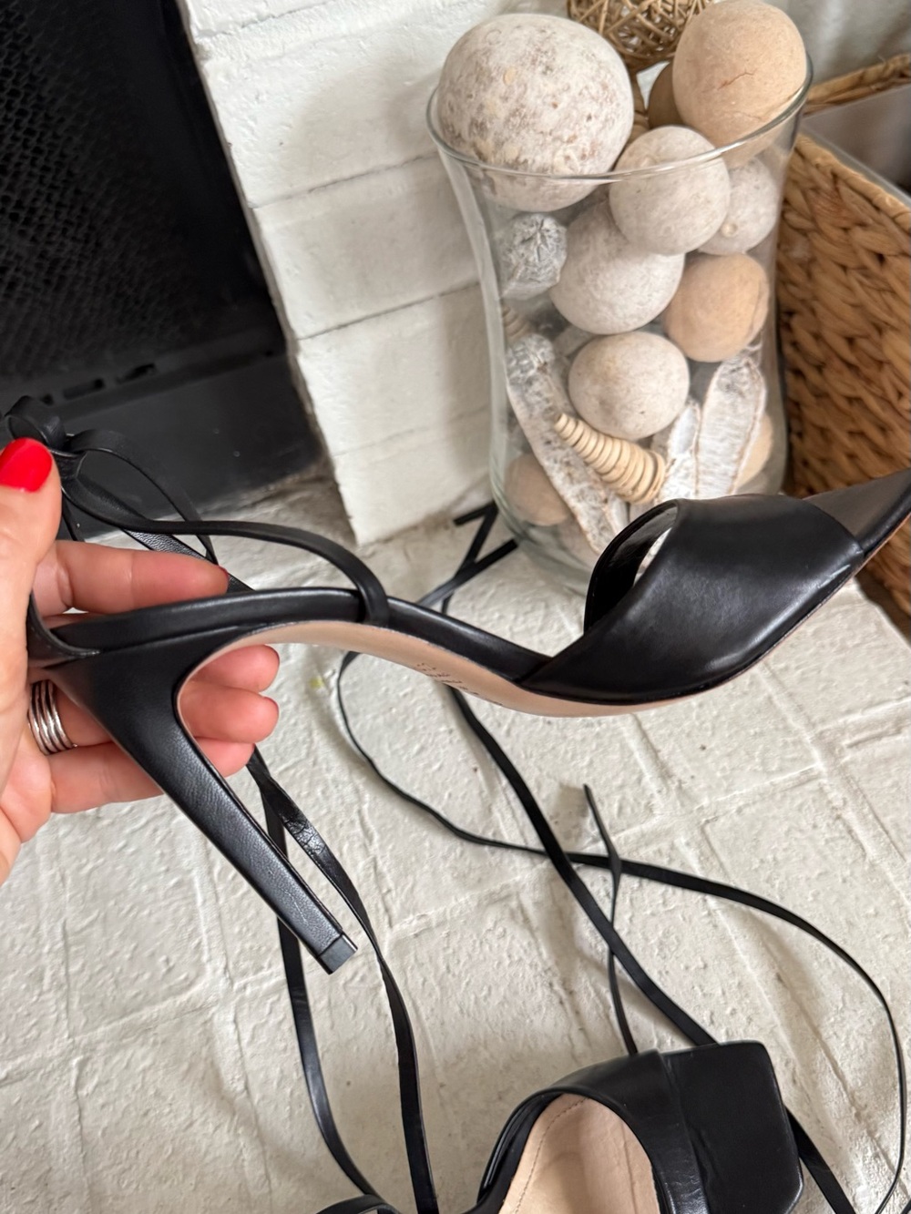 Schutz Bryce Womens Leather Stilettos Strappy Pumps Black Size 8B - Picture 8 of 10